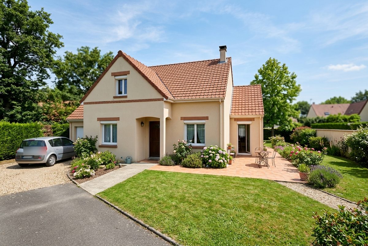 Photo fictive générée par IA d'une maison familiale